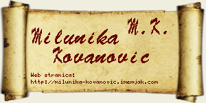Milunika Kovanović vizit kartica